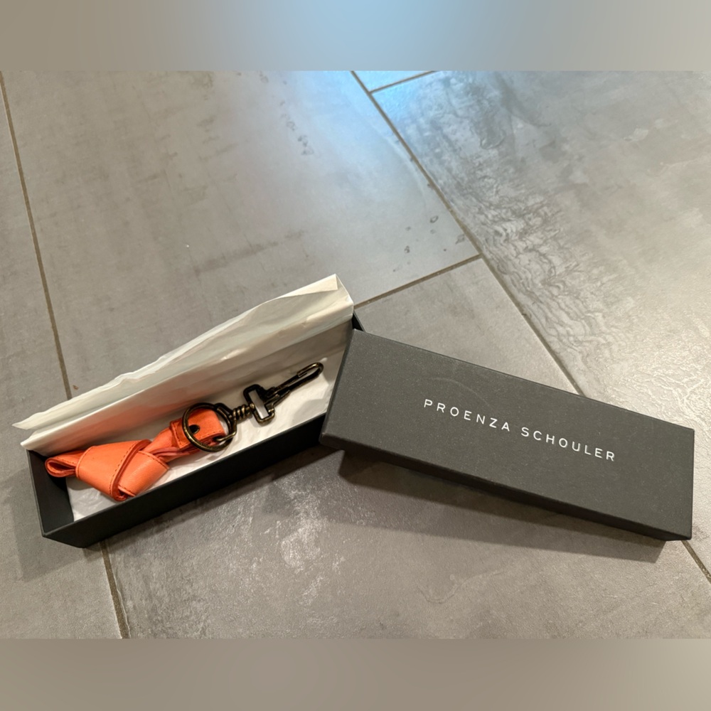 Proenza Schouler Leather Knot Keychain Pink with Brass Hardware Includes Box Y2K